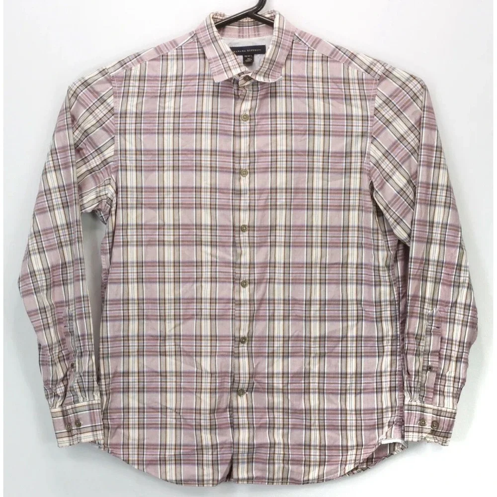 Banana Republic Shirt Medium Mens Collared LS Button Up Multicolor Plaid